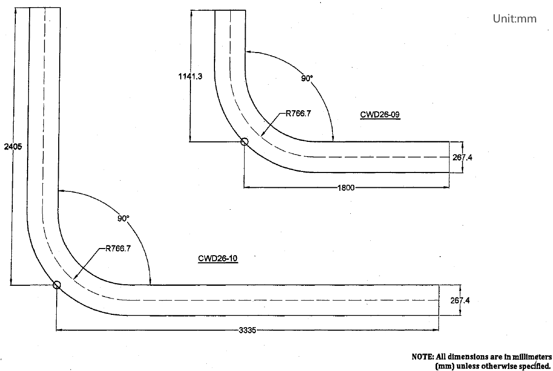 STPG38 Bend Pipe drawing